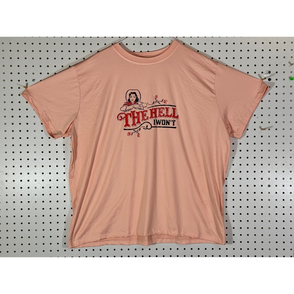 The Hell I Won't Cowgirl Graphic Tee Peach Short Sleeve T-Shirt 4XL